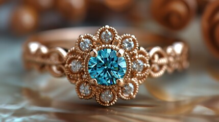 Fototapeta premium crystal diamond gemstone golden ring