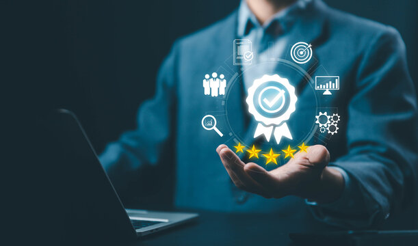 hand show icon quality. service best certification industrial, service system business certificate standard iso digital technology. guarantee process and satisfaction. concept of quality control