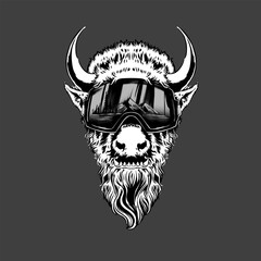 Fototapeta premium monster yeti head with vintage illustration style.eps