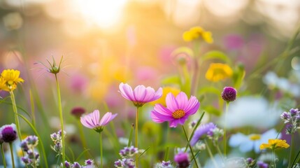 Field of yellow flowers in bloom under blue sky with white clouds