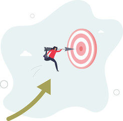 Business target achievement or success and reaching for target and goal.flat vector illustration.