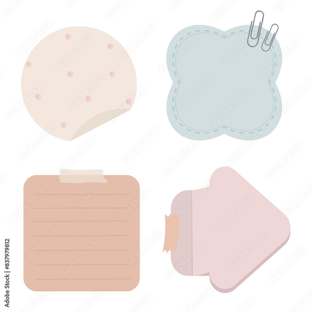 Poster set of different shape and color reminder notes on transparent vector