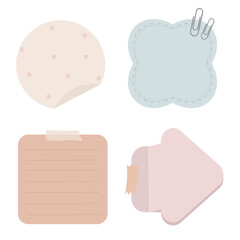 Set of different shape and color reminder notes on transparent vector