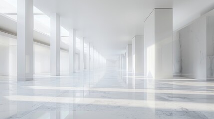 Fototapeta premium Clean white space with a large empty area and a smooth background.