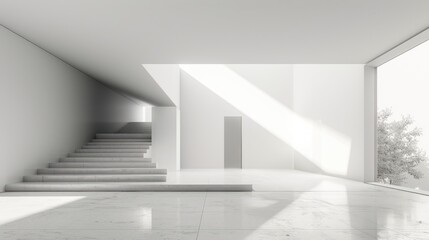 Fototapeta premium Clean white space with a large empty area and a smooth background.