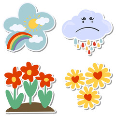 Cute natural doodle design element set