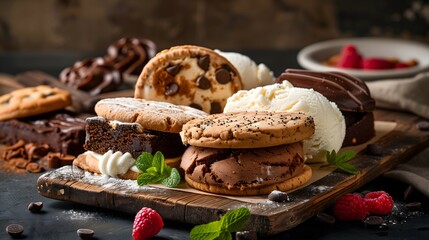 Delicious Homemade Ice Cream Sandwiches with Chocolate and Cookies