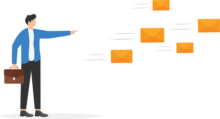 Sending messages by email, communication via the Internet. Email marketing or online communication concept
