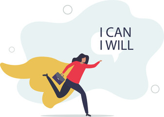 Willpower to be success, motivation or determination to overcome challenge and difficulty, strong mind and discipline to succeed.flat vector illustration.