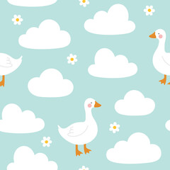 Swan Seamless Pattern, Vector illustration background