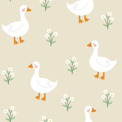 Swan Seamless Pattern, Vector illustration background