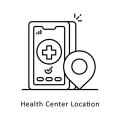Health Center Location vector outline icon style illustration. Symbol on White background EPS 10 File