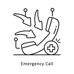 Emergency Call vector outline icon style illustration. Symbol on White background EPS 10 File