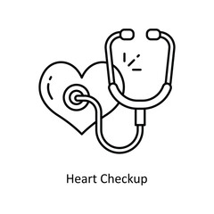 Heart Checkup vector outline icon style illustration. Symbol on White background EPS 10 File