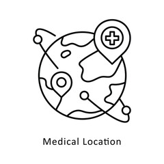 Medical Location vector outline icon style illustration. Symbol on White background EPS 10 File