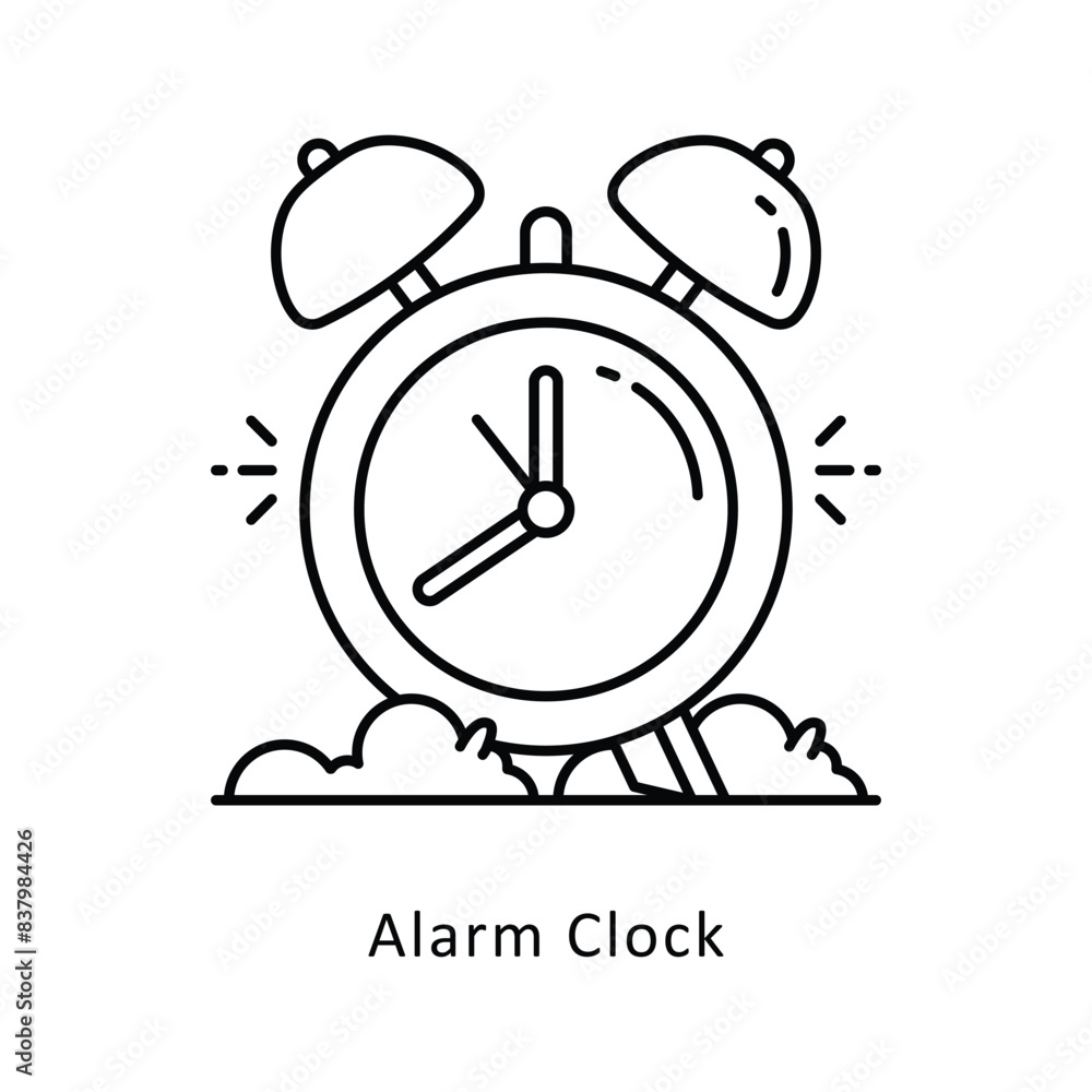 Poster alarm clock vector outline icon style illustration. symbol on white background eps 10 file