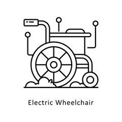 Electric Wheelchair vector outline icon style illustration. Symbol on White background EPS 10 File