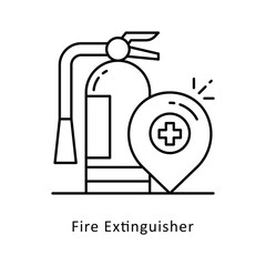 Extinguisher vector outline icon style illustration. Symbol on White background EPS 10 File