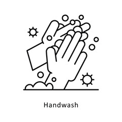 Hand wash vector outline icon style illustration. Symbol on White background EPS 10 File