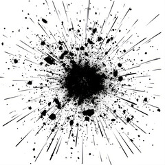 Scattered soil particles forming a starburst pattern in mid-air, set against a white backdrop