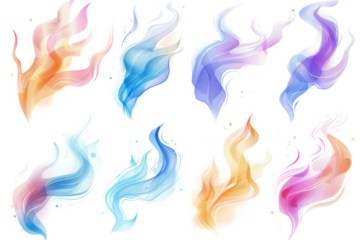 series of abstract magical auras that have their own color and shape floating on a white background.