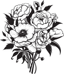 Graceful Blooms Bouquet Icon Graphic Petal Palette Flower Vector Art