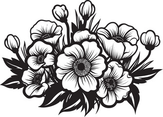 Elegant Blooms Flower Icon Graphic Petal Fusion Bouquet Logo Design