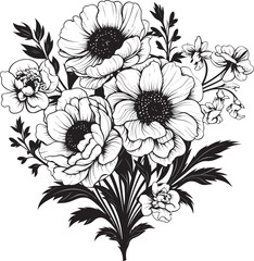 Blossoming Symphony Vector Flower Icon Serene Blossoms Floral Logo Design