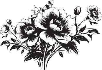 Elegant Blooms Flower Icon Design Petal Fusion Bouquet Logo Art