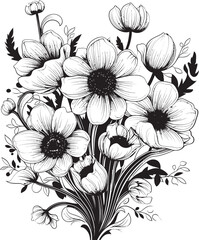 Serene Blossoms Flower Logo Graphic Blooming Symphony Floral Vector Icon