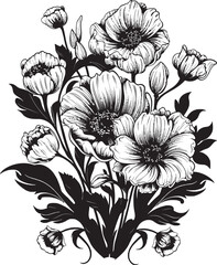 Elegant Blooms Floral Icon Art Petal Delight Flower Vector Graphic