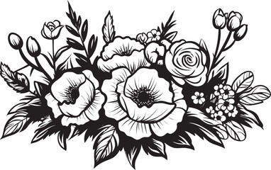 Elegant Blooms Floral Logo Design Petal Radiance Bouquet Vector Icon