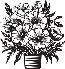 Floral Symphony Bunch of Flowers Icon Petal Perfection Bouquet Vector Design