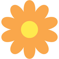 シンプルでかわいい花のイラスト（オレンジ）