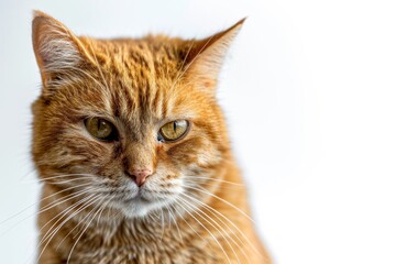 Obraz premium Mystic portrait of gato colorado, copy space on right side, Anger, Menacing, Headshot, Close-up View Isolated on white background
