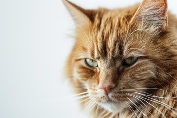 Mystic portrait of gato colorado, copy space on right side, Anger, Menacing, Headshot, Close-up View Isolated on white background