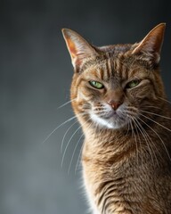 Mystic portrait of gato colorado, copy space on right side, Anger, Menacing, Headshot, Close-up View Isolated on black background