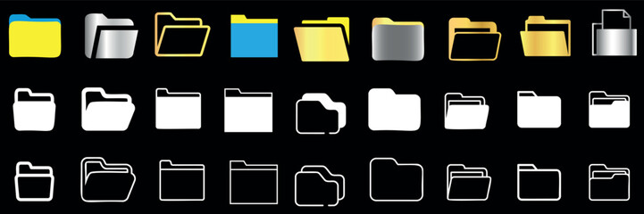 Vector folder icon set, diverse colorful folder for organization, document, file management, office, storage, digital, business, archive
