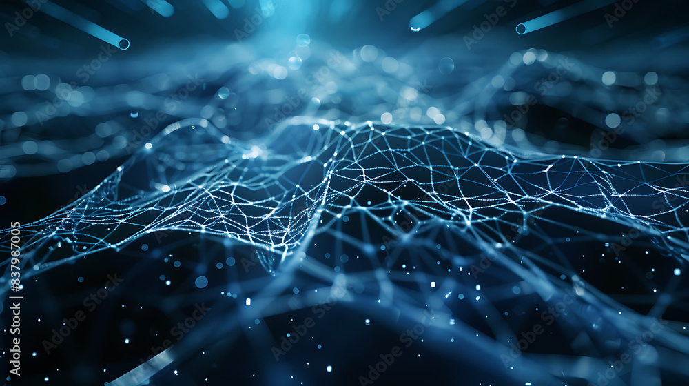 Aufkleber abstract background with digital connections and data flow, technology network concept