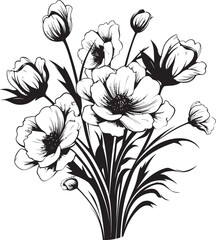 Blossom Bliss Flower Vector Icon Floral Fusion Bouquet Logo Design