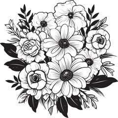 Floral Fusion Bouquet Logo Design Petal Perfection Flower Vector Art