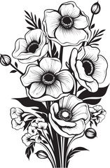 Blooming Brilliance Flower Vector Logo Serene Blossoms Floral Icon Art