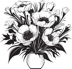 Blooming Radiance Bouquet Logo Icon Petal Harmony Flower Vector Graphic