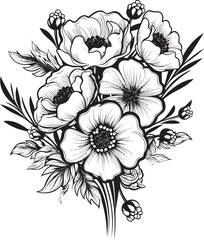 Graceful Blossoms Vector Flower Design Blooming Radiance Bouquet Icon Design