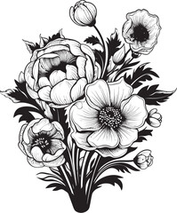Blossom Perfection Bouquet Vector Art Petal Charm Flower Vector Graphic