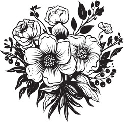 Serene Blossoms Bouquet Vector Art Elegant Petals Flower Logo Graphic