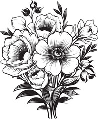 Elegant Blossoms Bouquet Vector Art Petal Beauty Flower Icon Design