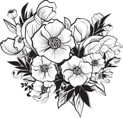 Blooming Charm Bouquet Vector Design Graceful Blooms Flower Icon Art