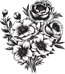 Floral Symphony Flower Vector Logo Petal Bliss Bunch of Flowers Icon