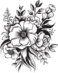 Serene Blooms Bouquet Icon Design Elegant Petals Flower Vector Art